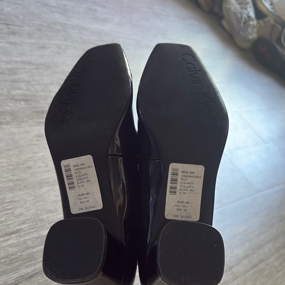 Calvin Klein Black HIGH GLOSS Heels with square toe, 2.5" block heel NWT - Picture 8 of 8